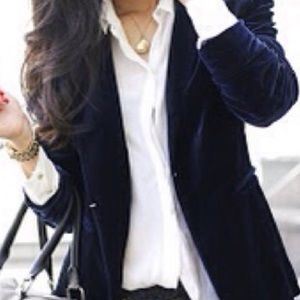 J. Crew Navy velvet one button blazer